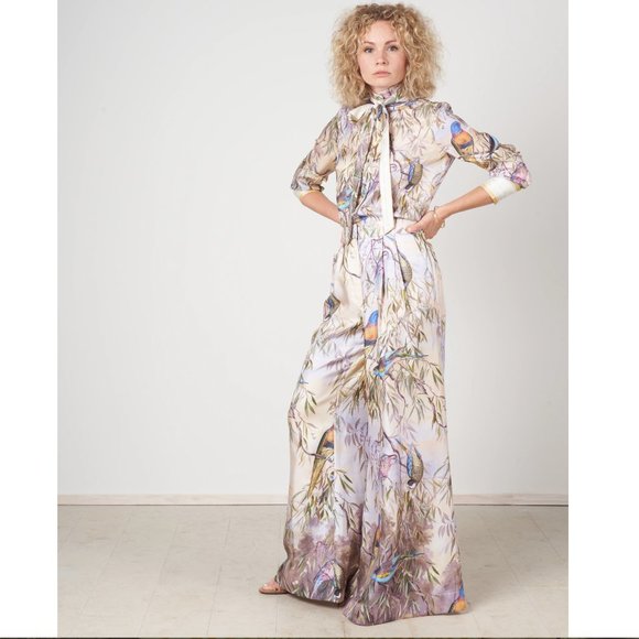 Zimmermann Wide Leg Patterned Trousers Candescent Wide Leg Pant - Parakeets - Picture 1 of 11
